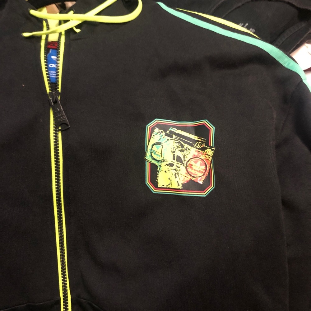 Adidas Boba Fett Star Wars Black Zip up Hoodie with Neon Accents - Picture 5 of 10